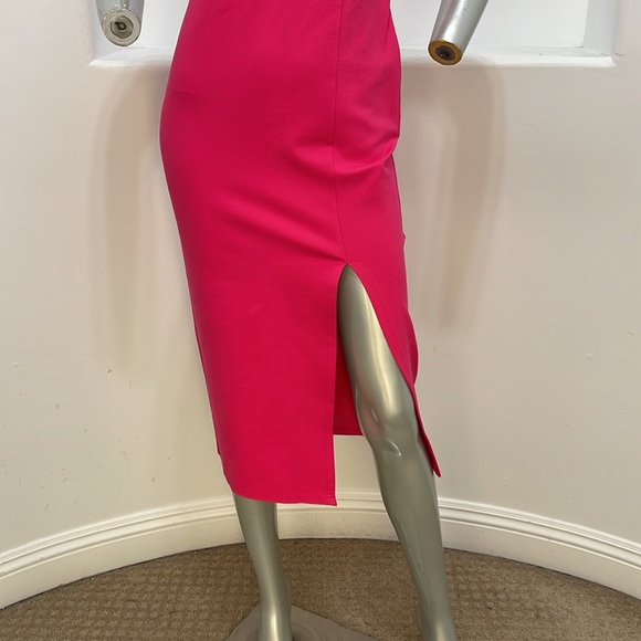 Princess Polly Aero Pink MIDI Dress Asymmetrical Hem And Neck Size 8